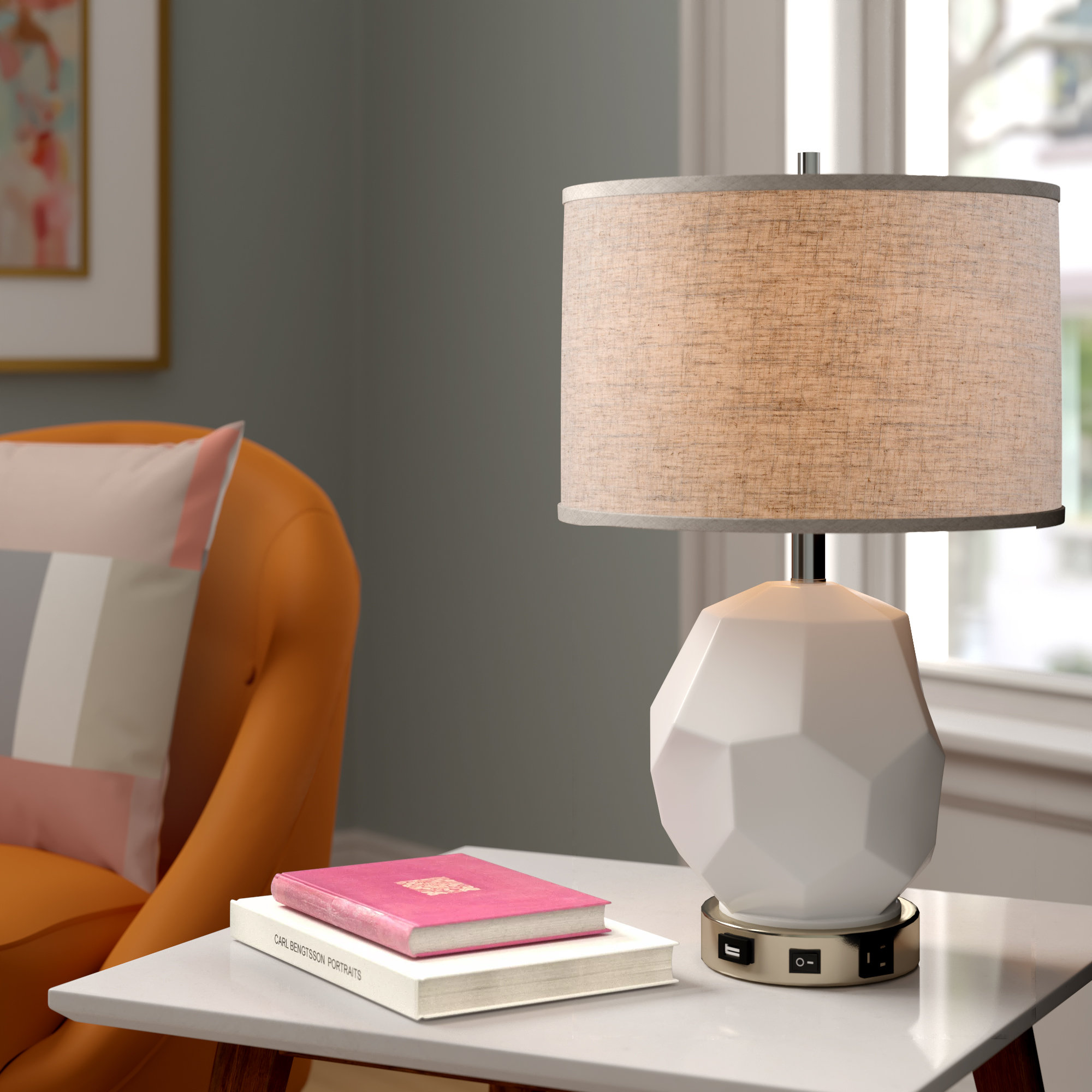 tall white table lamp
