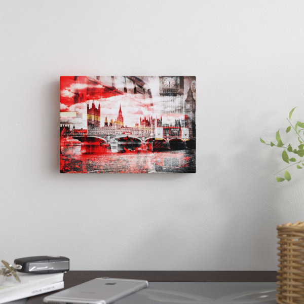 East Urban Home City Art London Red Bus Composing Graphic Art On