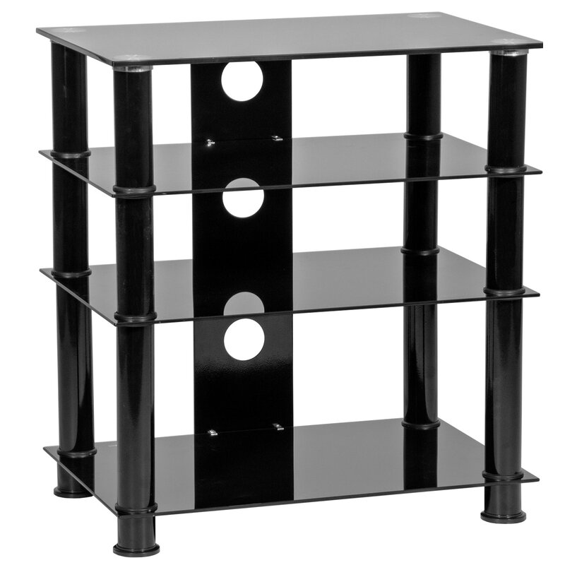 Ebern Designs Glass 4 Shelf Hi Fi Tower Audio Cabinet Reviews