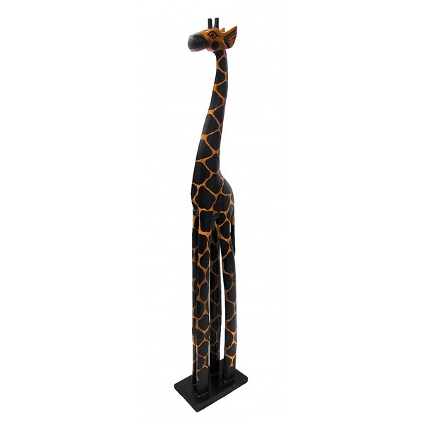 Giraffe Head With Calf Faux Wood Carved Look Figurine 7" High Resin Statue New 