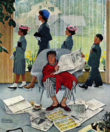 Sunday Morning by Norman Rockwell - Wrapped Canvas Graphic Art
