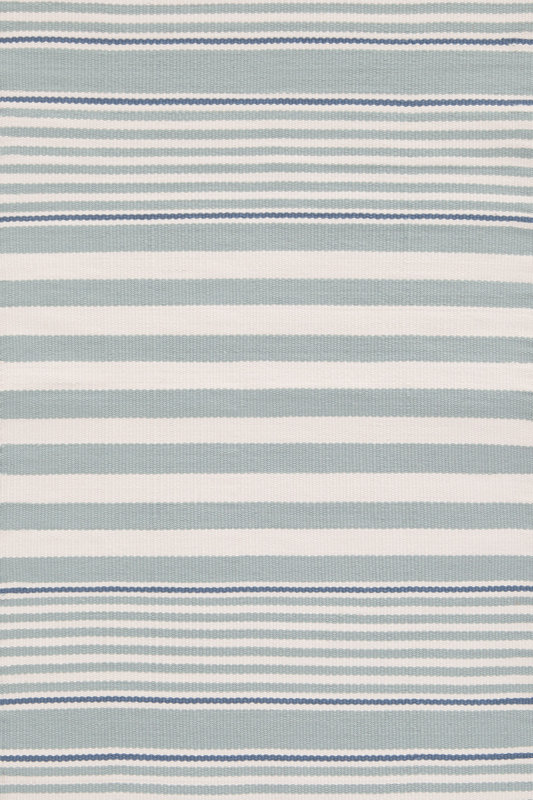 Rugby Stripe Hand Woven Light Blue Indoor/Outdoor Area Rug