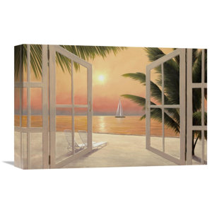'Beach Windows' by Diane Romanello Painting Print on Wrapped Canvas