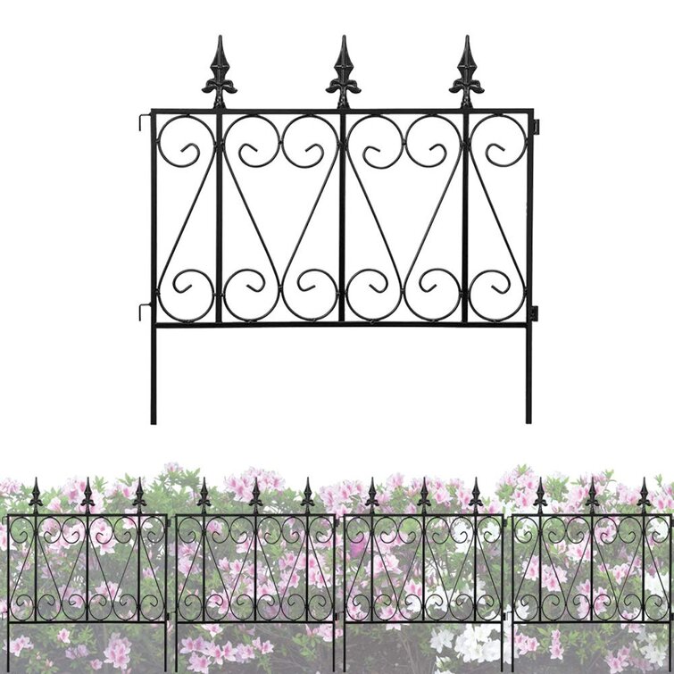 5 Panels Metal Wire Garden Fences Edging Flower Bed Border Picket Folding Decor