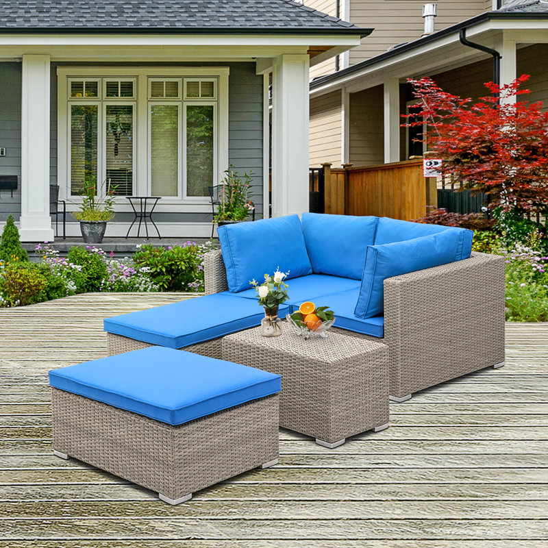 Bayou Breeze Kanye 5 Piece Rattan 2 Person Seating Group With Cushions Reviews Wayfair Ca