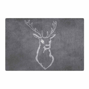 NL Designs Chalkboard Deer Digital Gray/White Area Rug
