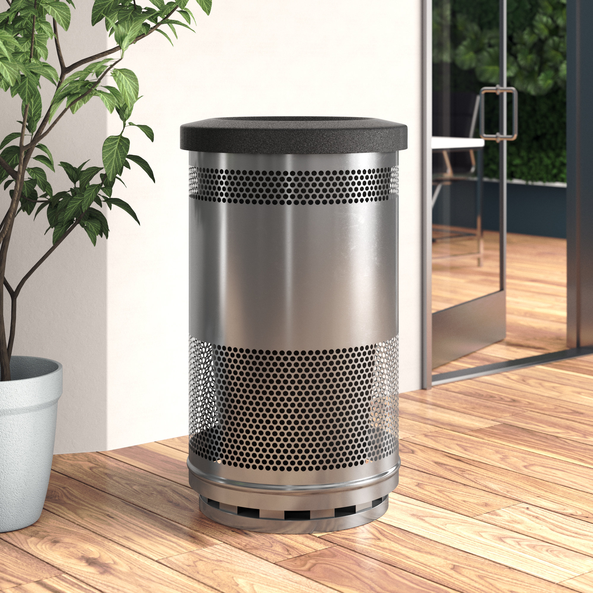 Witt Stadium Series Perforated Metal 55 Gallon Trash Can Wayfair