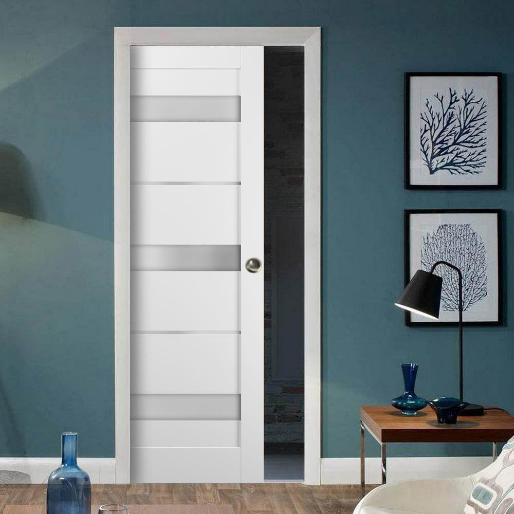 Sartodoors Quadro Glass Sliding Closet Doors With Installation Hardware Kit