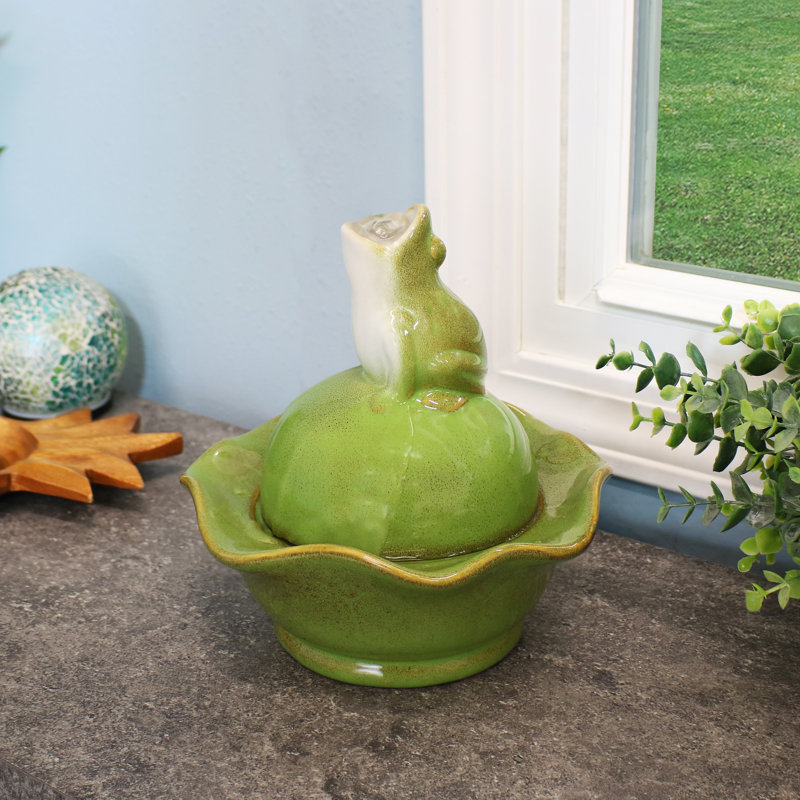 August Grove Knisley Ceramic Frog Indoor Tabletop Water Fountain Wayfair
