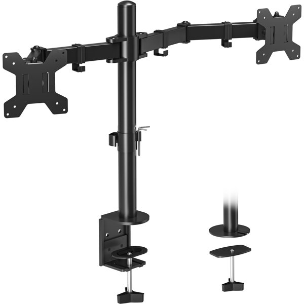 Basics Dual Monitor Stand Height Adjustable Arm Mount Steel 