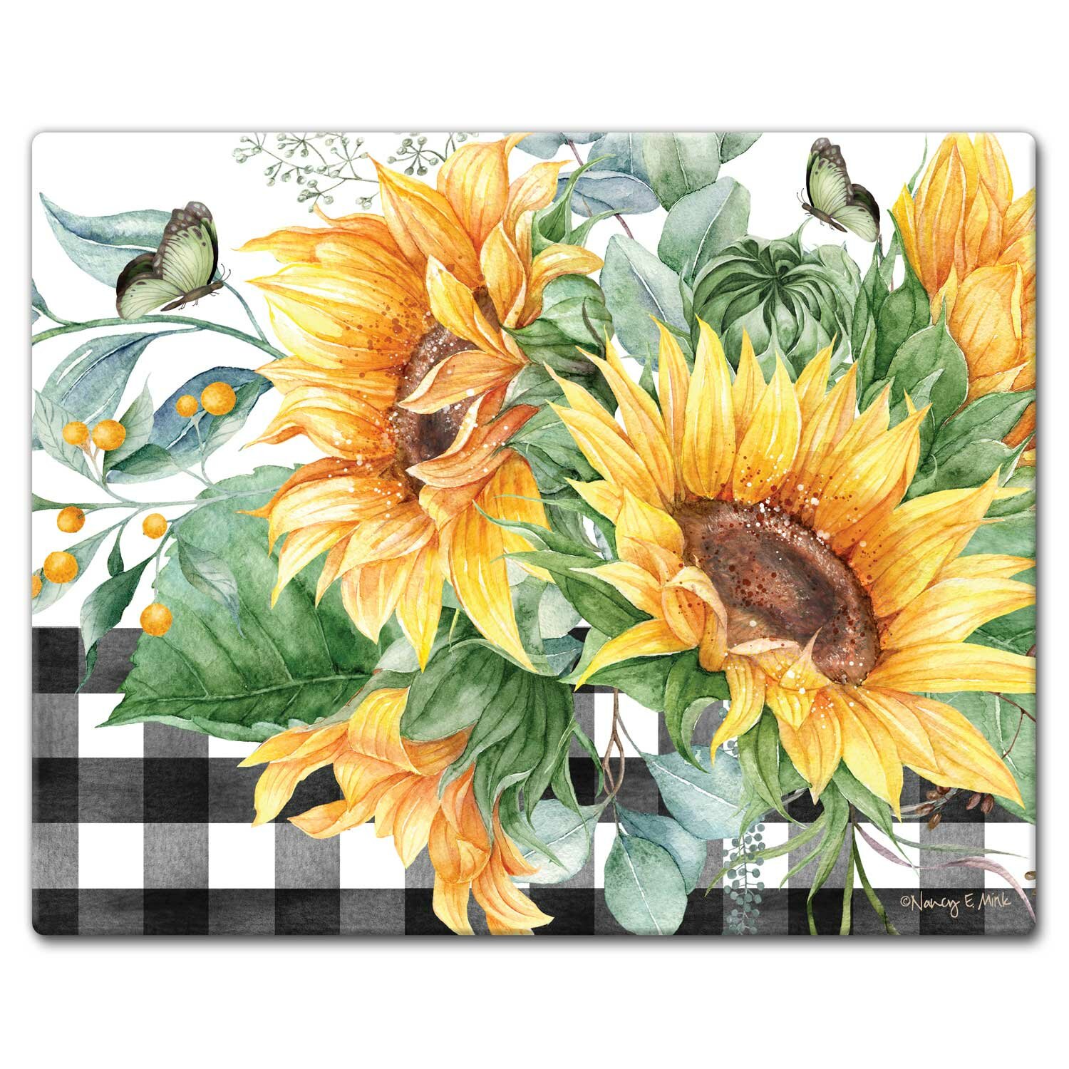 CounterArt Sunflowers in Bloom Lazy Susan Glass Serving Plate 