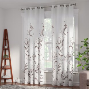 Door Window Curtain Floral Voile Drape Panel Sheer Scarf Valances Curtain KY 