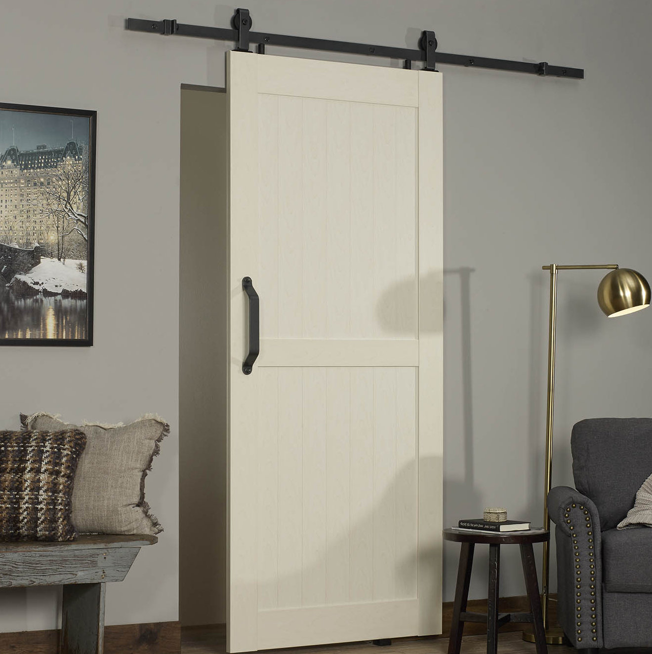 Paneled Pvc Vinyl Montana Barn Door With Installation Hardware Kit