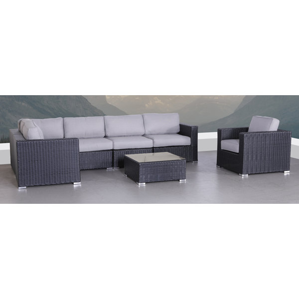 Sol 72 Outdoor Dayne 7 Piece Rattan Sectional Seating Group With Cushions Reviews Wayfair