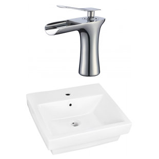 Go to store & view more images American Imaginations Ceramic Rectangular Bathroom Sink with Faucet and Overflow
