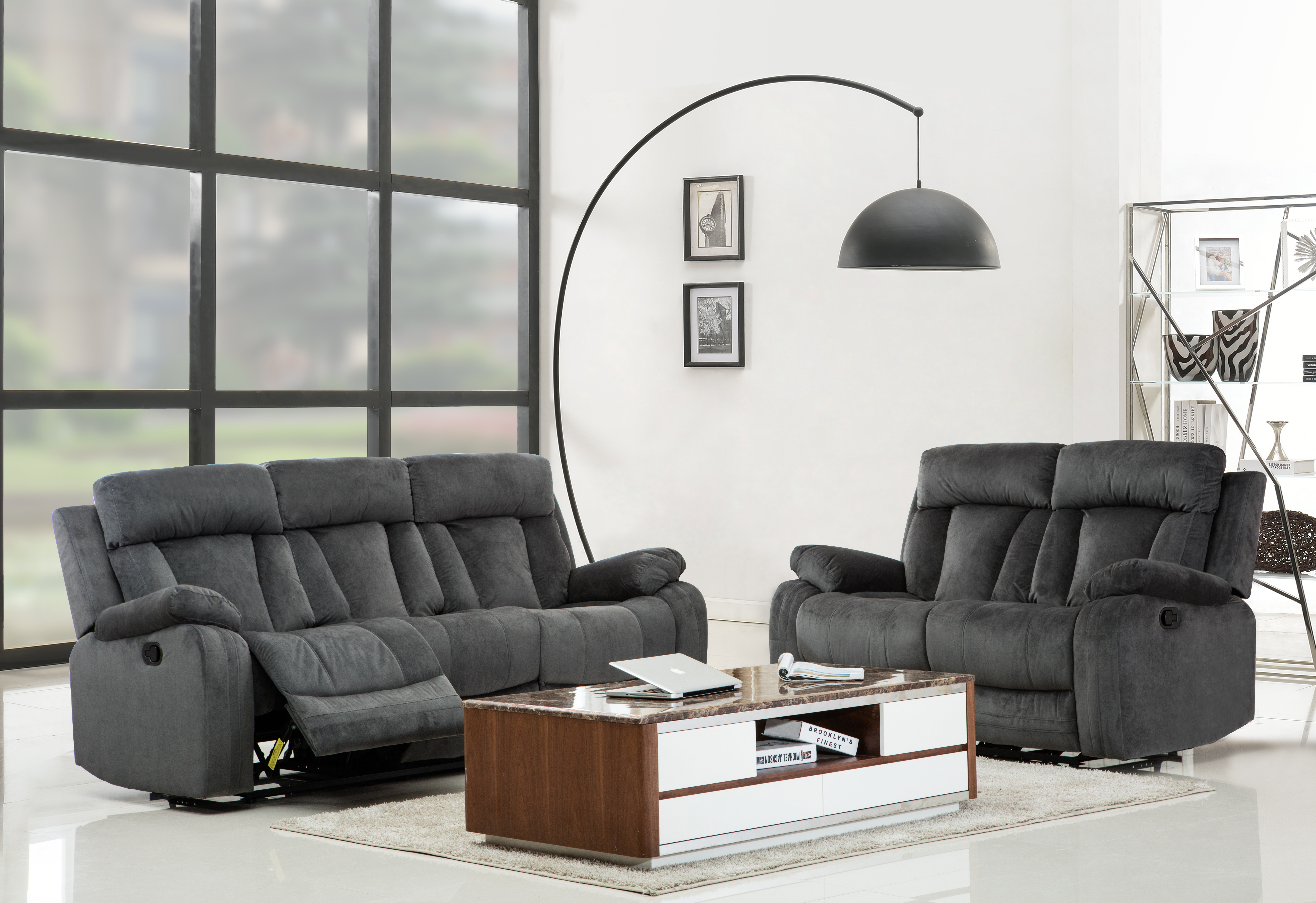 gray reclining living room set