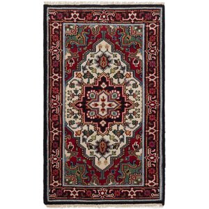 One-of-a-Kind Bertram Hand-Knotted Wool Cream/Red Area Rug