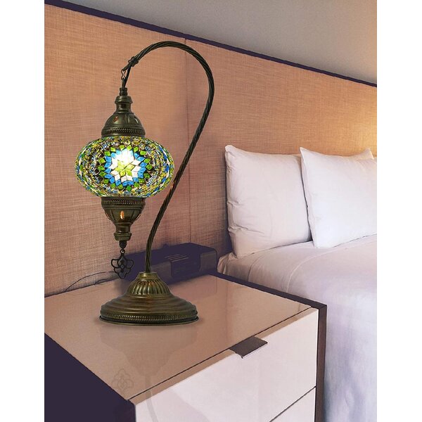 Turkish Moroccan Mosaic Table Lamp,3 Globes Bohemian Bedside Lamp LampshadeUK/US 