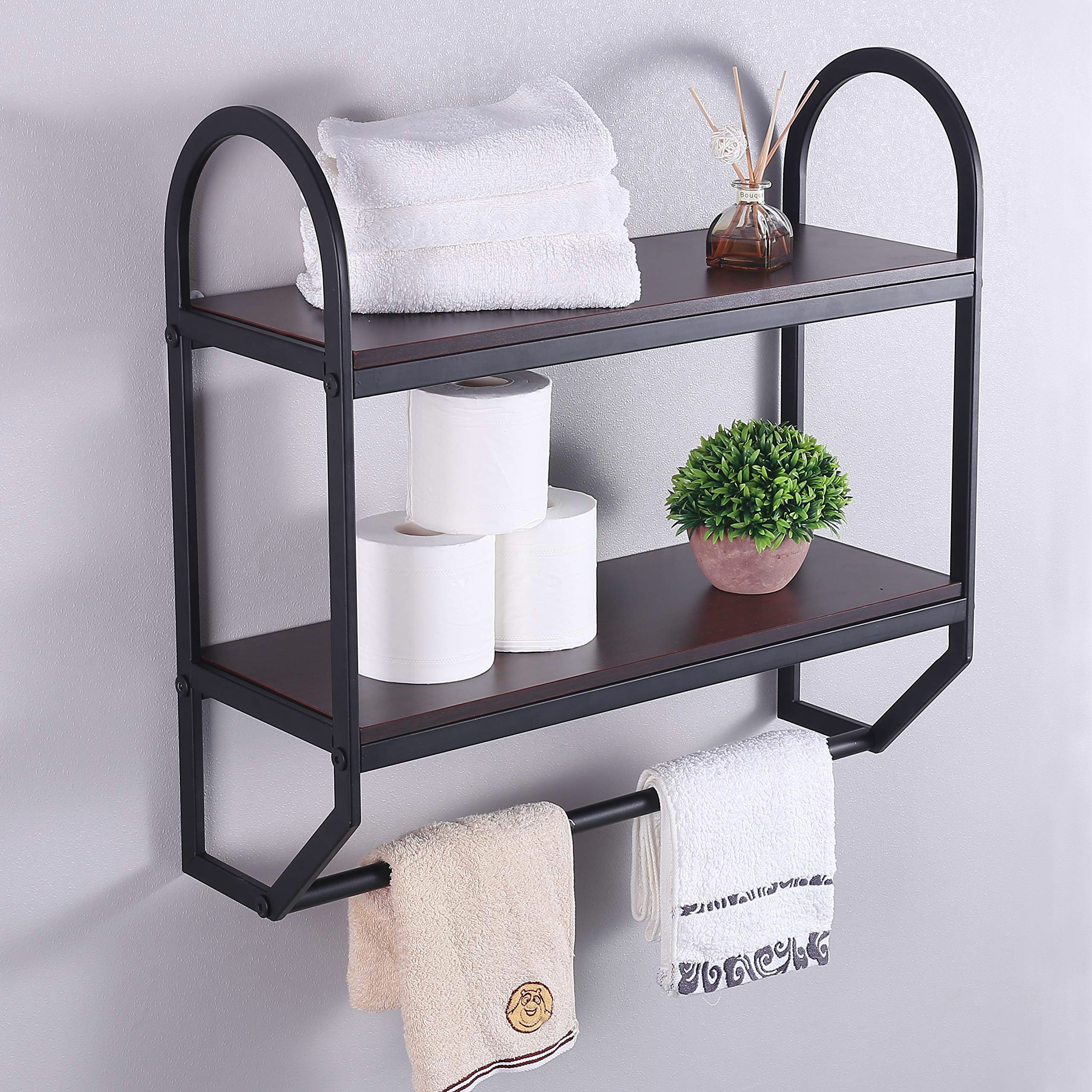 rustic bathroom towel storage