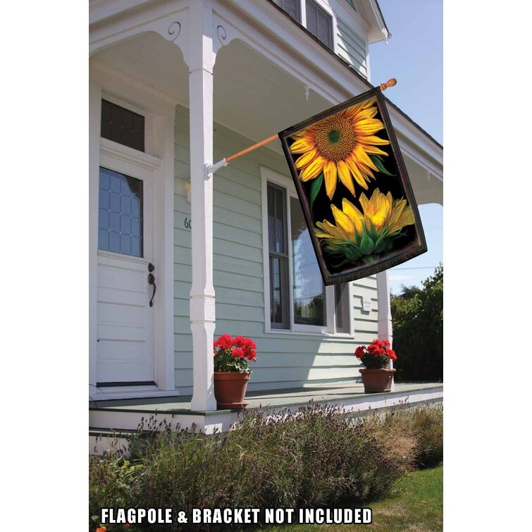 #1193 Sunflowers on Black Standard House Flag by Toland 28" x 40"
