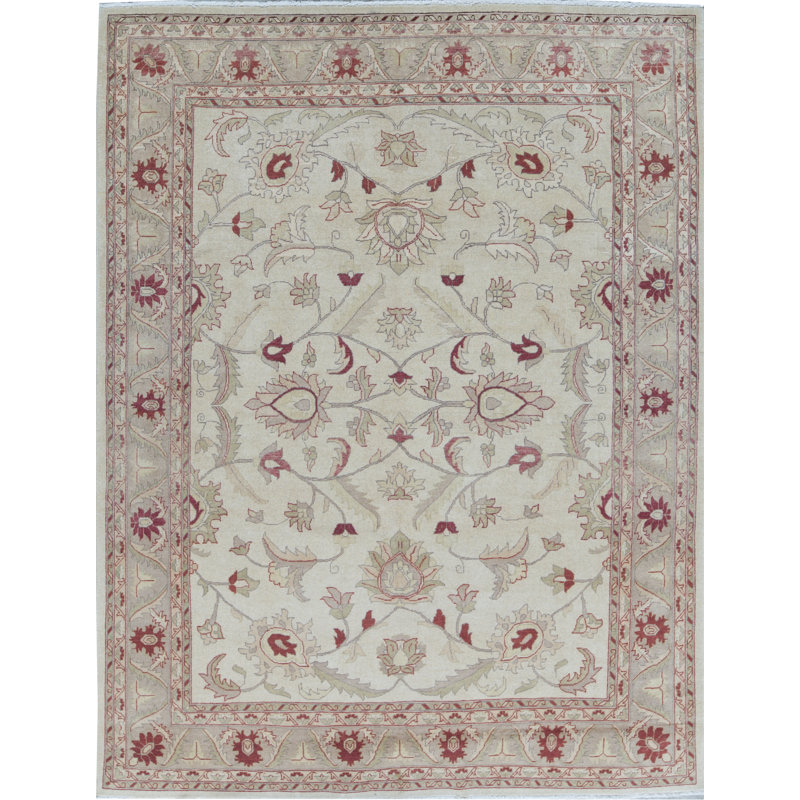 Bokara Rug Co Inc Oriental Hand Knotted Wool Ivory Light Green Area Rug Wayfair
