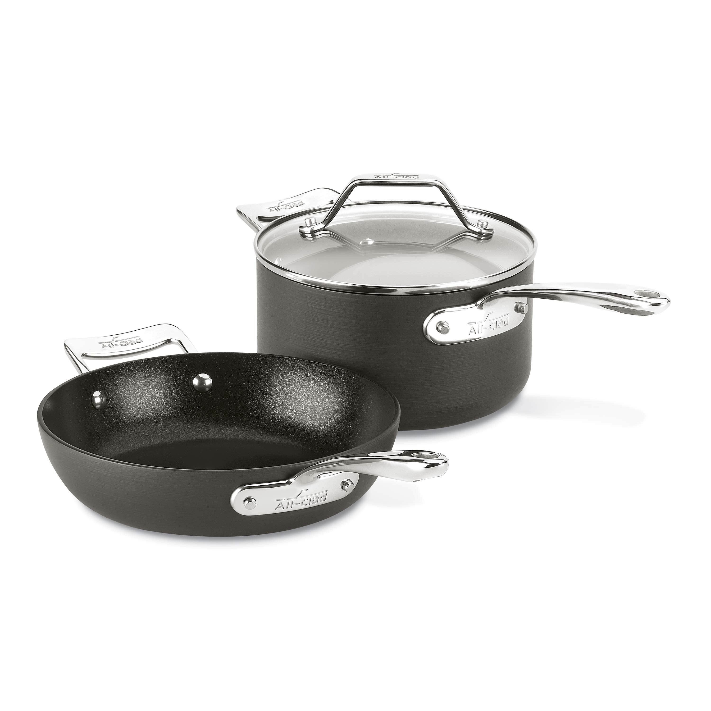 3Pcs Non-Stick Fry Pan Frying Induction Soup Pot Kitchen Cooking Cookware Set US