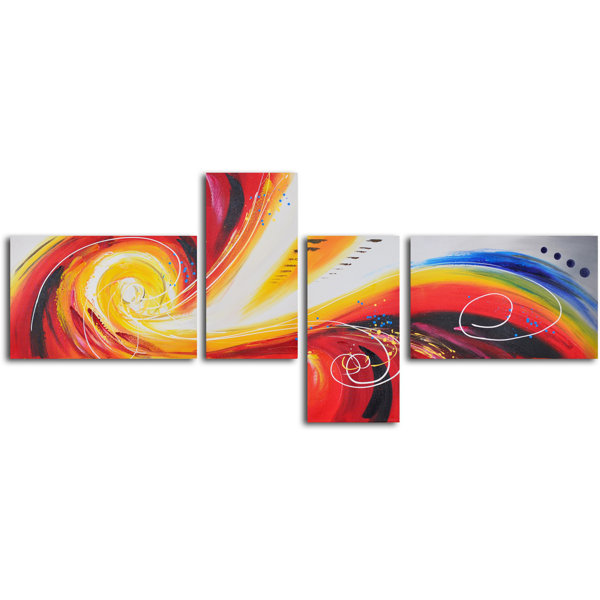My Art Outlet Eye Of Rainbow Storm 4 Piece Painting On Wrapped Canvas Set Wayfair