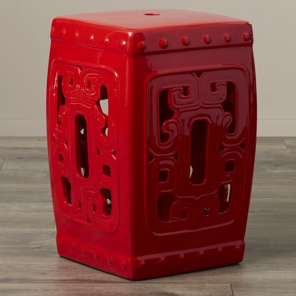 Decorative Garden Stools Lattice Ceramic Garden Stool In Red