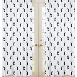 Woodland Deer Wildlife Semi-Sheer Rod Pocket Curtain Panels (Set of 2)