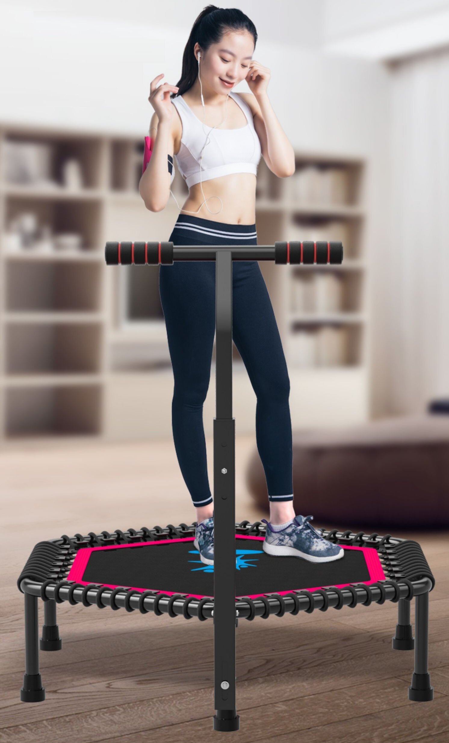50" 127cm Mini Fitness Rebounder Hexagonal Trampoline Gym Workout Weight Loss 