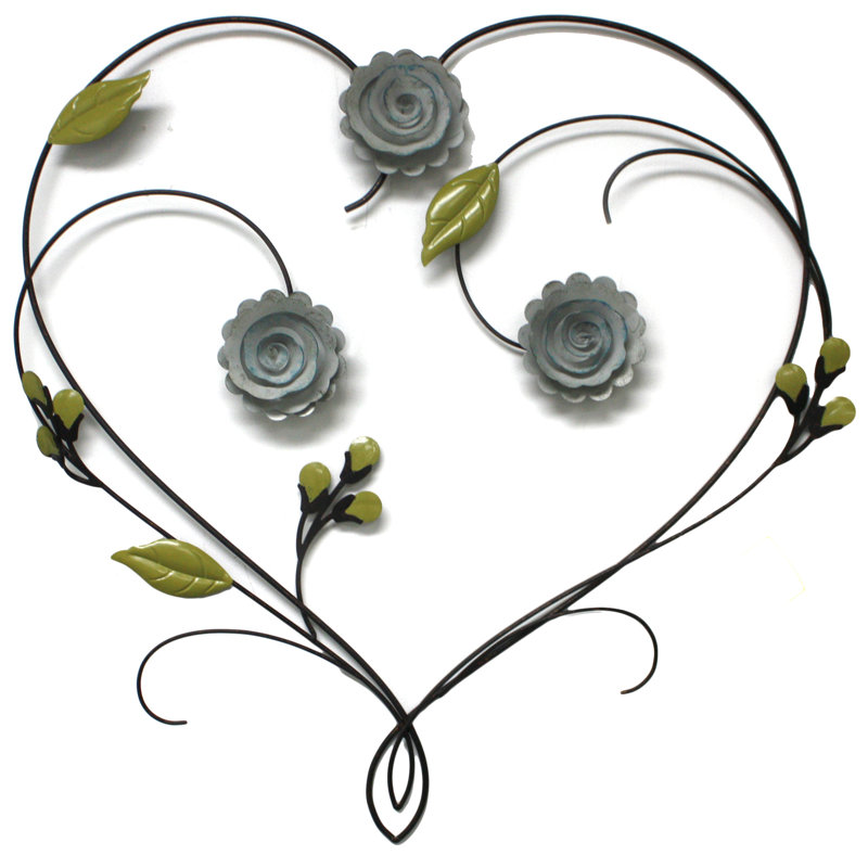 Floral Heart Wall Decorations - Lorali Floral Heart Metal Wall Art