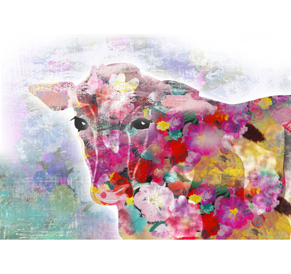Buy Art For Less Main Line Art Design Colorful Cow By Claudia