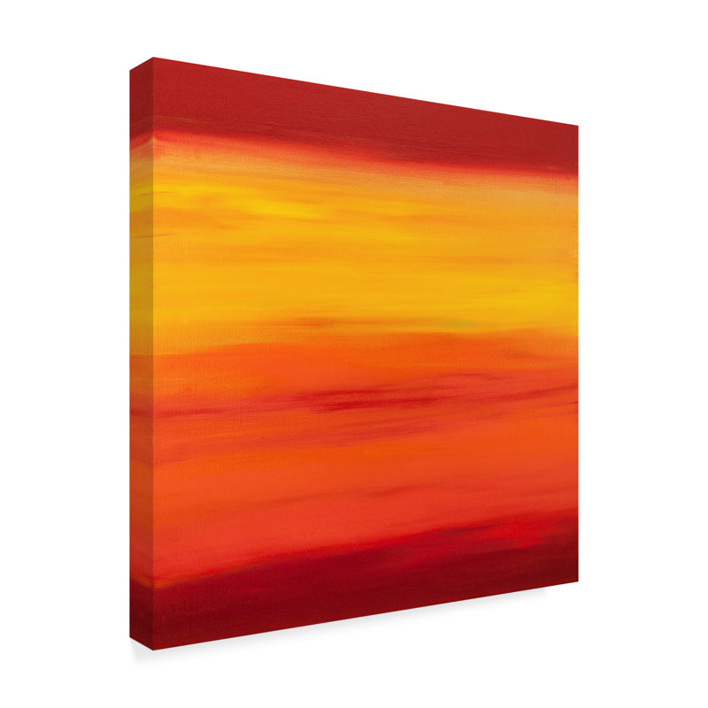 Trademark Art Sunset Stripes Red Yellow Acrylic Painting Print
