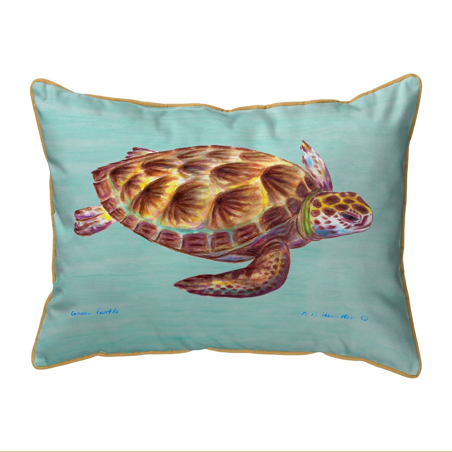 Betsy Drake Interiors Sea Turtle Outdoor Rectangular Pillow Cover 