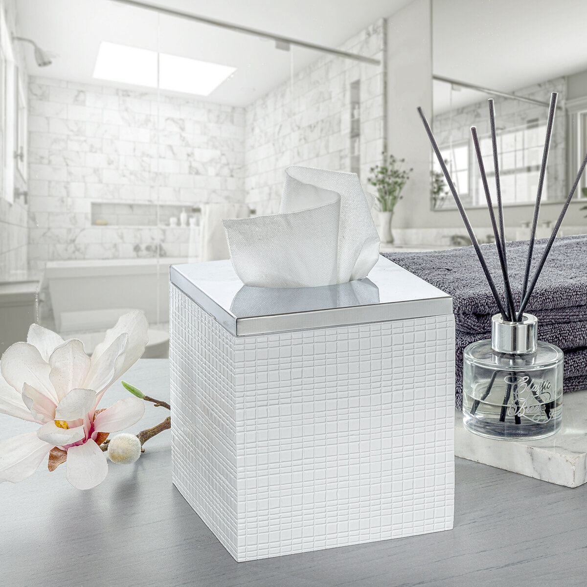 white square tissue box cover