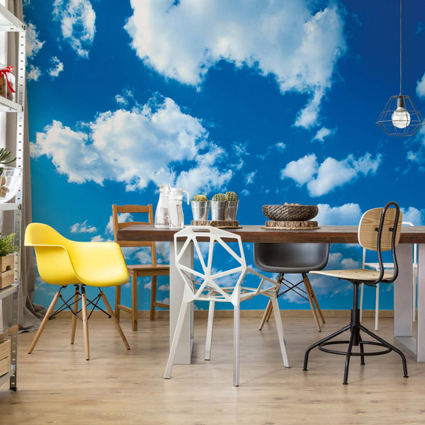Brayden Studio White Clouds Blue Sky 1 3.12m x 2.19m Semi-Gloss Wall Mural | Wayfair.co.uk