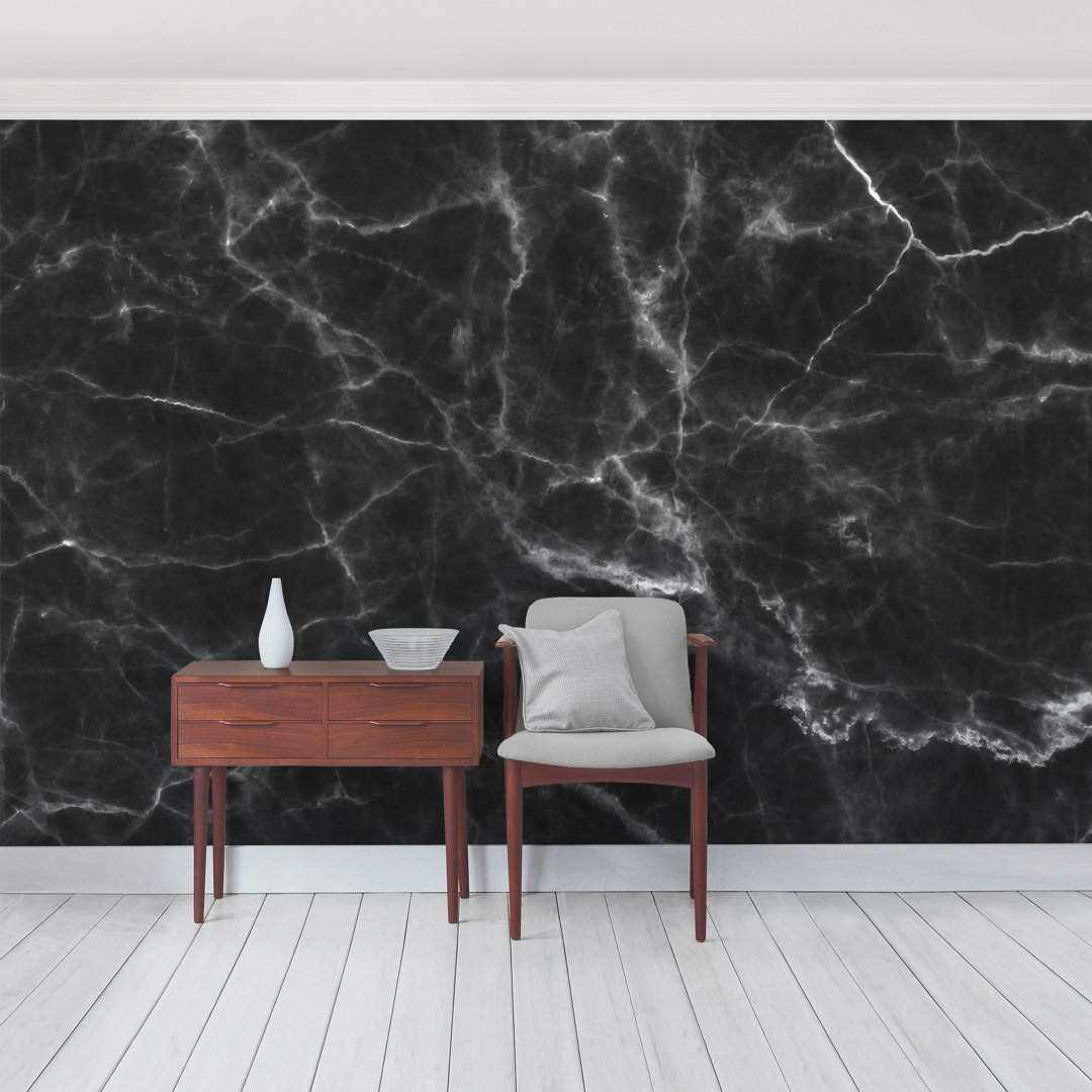 Nero Carrara Marble 2.88m x 190cm Semi-Gloss Wallpaper Roll
