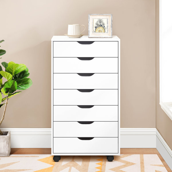 Mobile Storage Cabinets White/5 Drawer Home Office Filing Cabinet on Wheel Wheels Mobile Side Cabinet for Closet and Bedroom AI LI CHEN Drawers Cabinet Mobile 