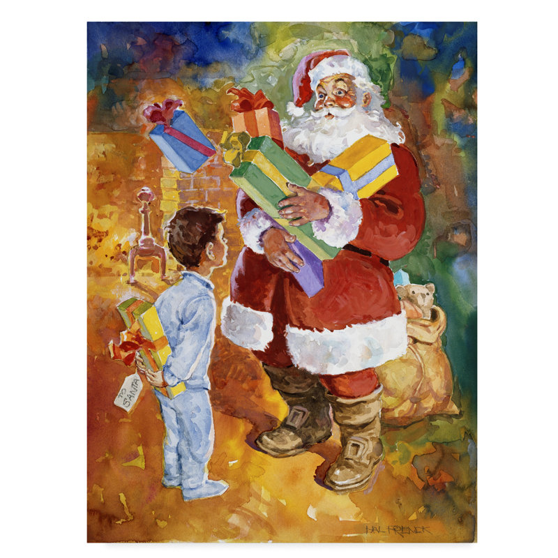Trademark Art Santa Bearing Gifts Oil Painting Print On Wrapped