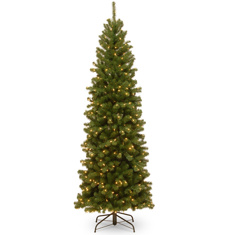 North Valley Pencil Green Spruce Artificial Christmas Tree With Clear White Lights Reviews Birch Lane