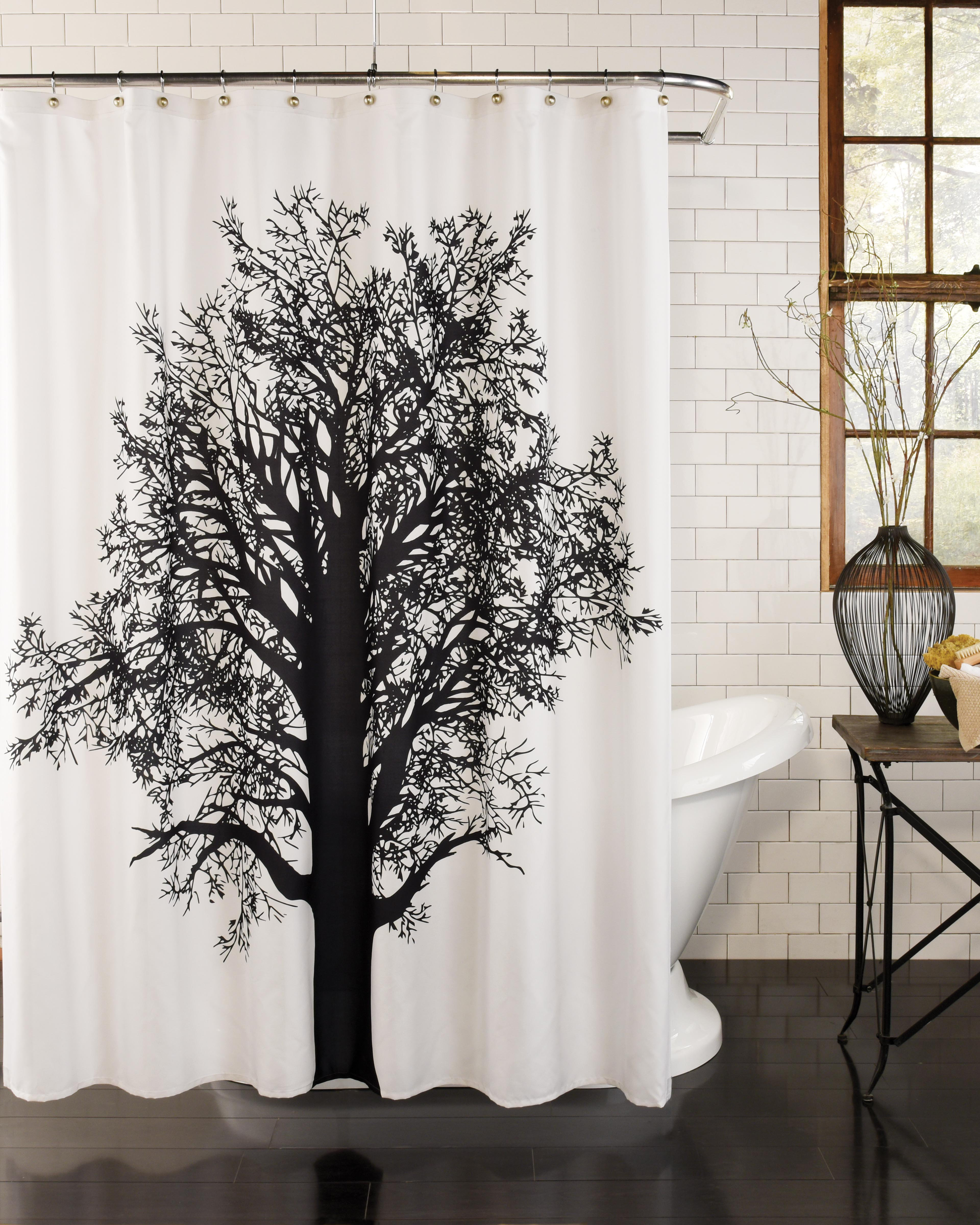 elim tree silhouette single shower curtain