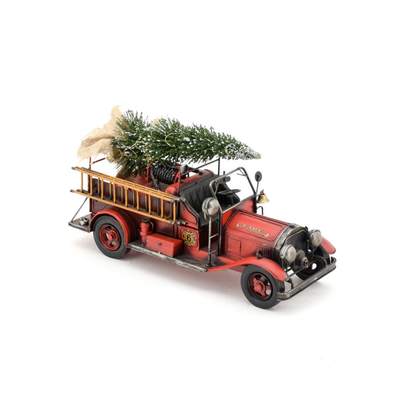 The Holiday Aisle Vintage Style Fire Truck With Christmas Tree