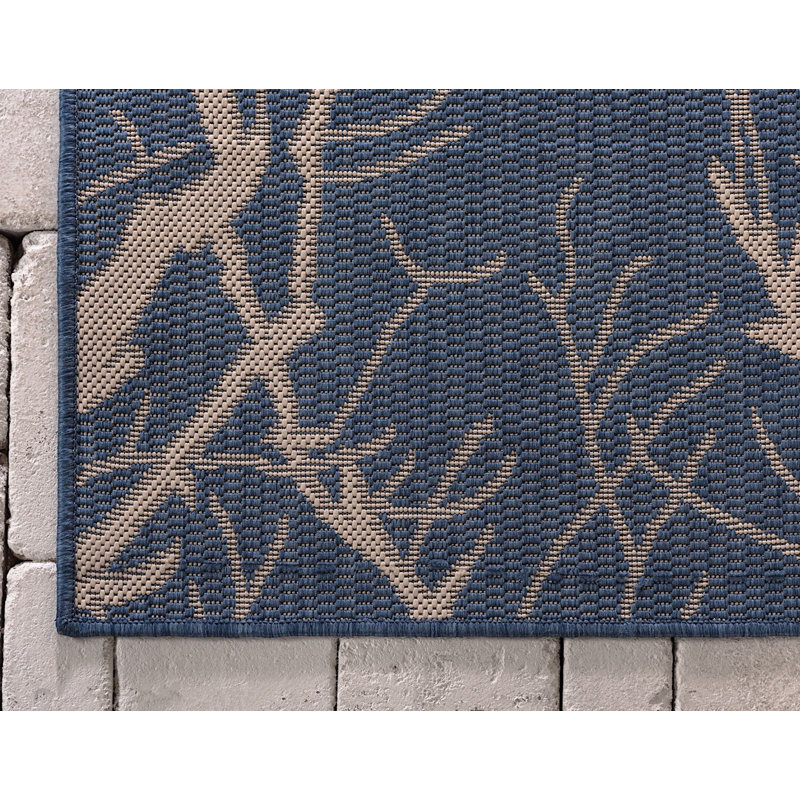Rugpal Veranda Power Loom Blue Beige Rug Wayfair