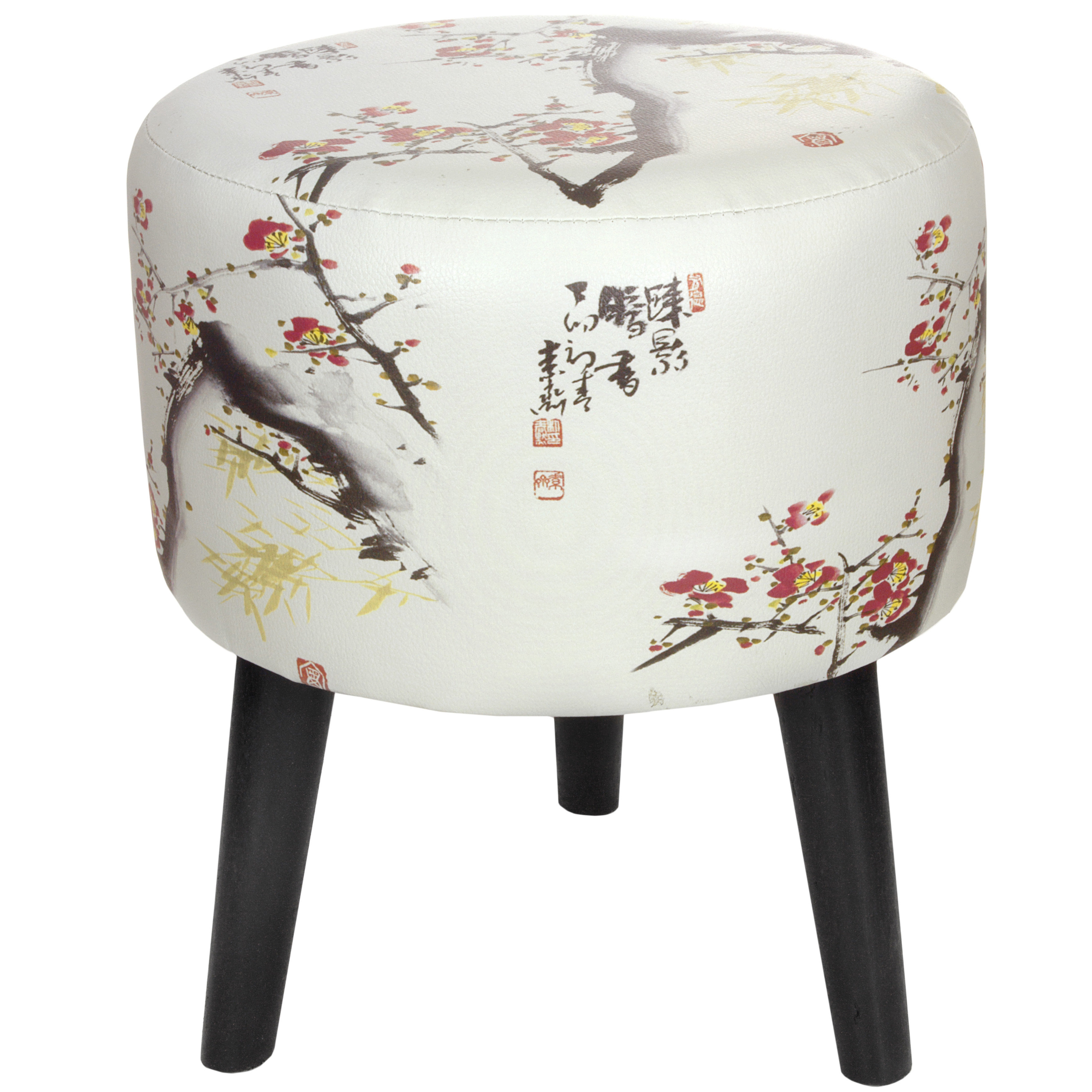 ORIENTAL Furniture Cherry Blossom Storage Ottoman
