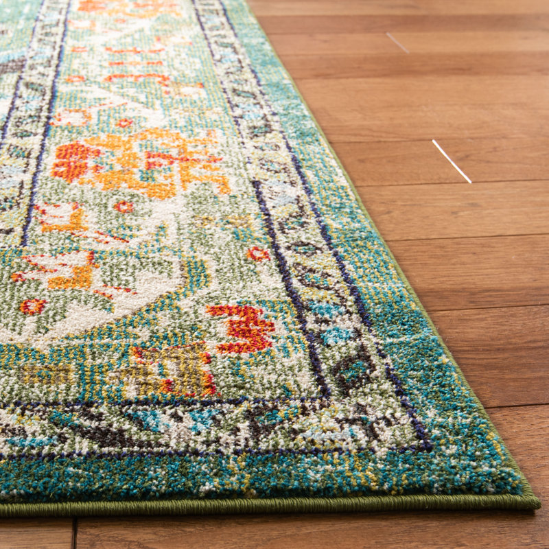 Mistana Indira Oriental Forest Green Light Blue Area Rug Reviews Wayfair
