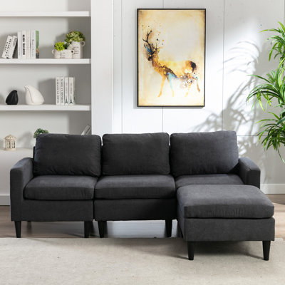 Broddie 76.8" Wide Reversible Sofa & Chaise with Ottoman