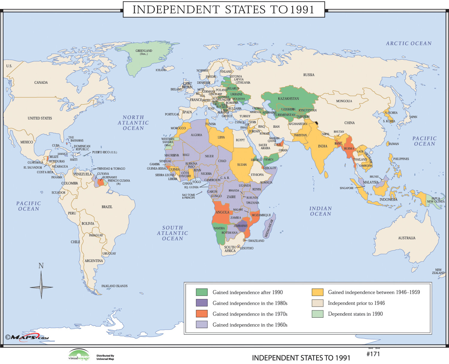 Universal Map World History Wall Maps - Independent States to 1991 ...