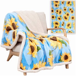 xigua Thanksgiving Sunflower Throw Blanket Soft Warm Thick Blanket with Fluffy Plush for Kids,Men Women,76.8 x 60 Inch 