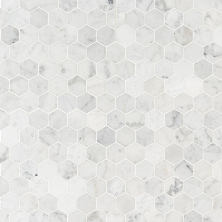 Carrara 2" x 2" Marble Honeycomb Mosaic Wall & Floor Tile