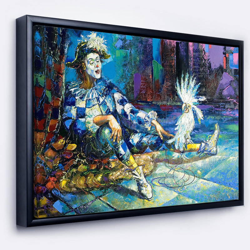 East Urban Home L Arlequin Et Le Perroquet Blanc Peinture A L Huile Encadree Impression Sur Toile Enveloppe Wayfair Ca